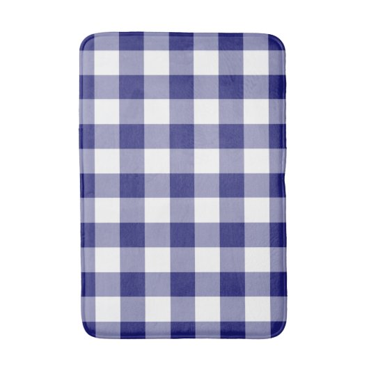 Modern Blue Gingham Badematte (Vorderseite Vertikal)