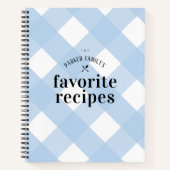 Modern Blue Gingham Family Blank Recipe Notizblock (Vorderseite)