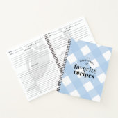 Modern Blue Gingham Family Blank Recipe Notizblock (Innenseite)