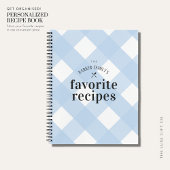 Modern Blue Gingham Family Blank Recipe Notizblock