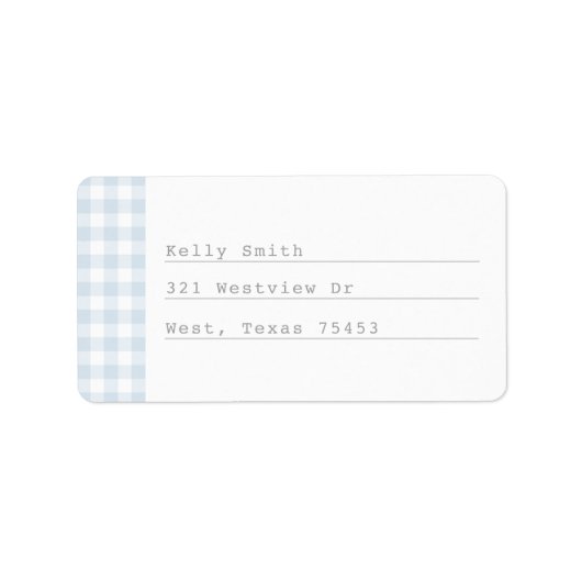 Modern Blue Gingham Schreibwriter Address Labels Adressaufkleber (Vorne)