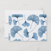 Modern Blue Ginkgo Leaf Wedding RSVP Card Karte (Rückseite)