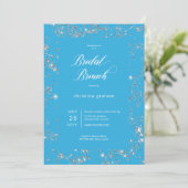 Modern Blue Glam Diamond Frame Bridal Brunch Einladung (Stehend Vorderseite)