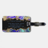 Modern Blue Glitzer Agate Gepäckanhänger (Rückseite horizontal)