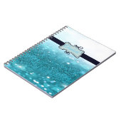 Modern Blue Glitzer Bokeh, Personalisiert Notizblock (Linke Seite)