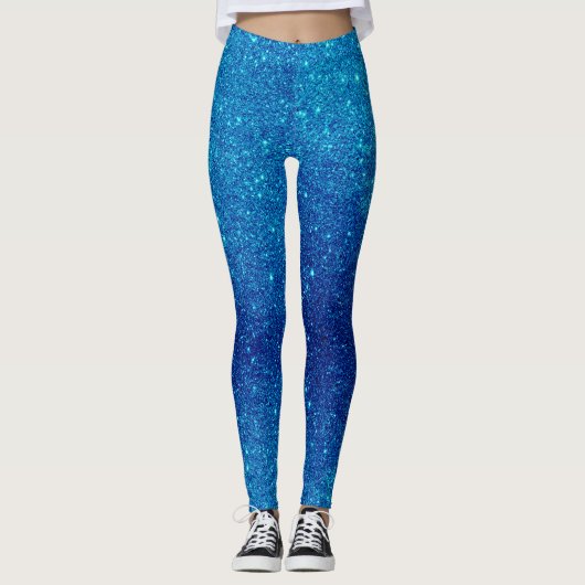 Modern Blue Glitzer Sparkone Leggings (Vorderseite)