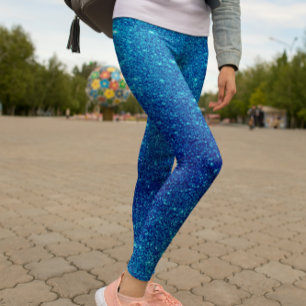 Modern Blue Glitzer Sparkone Leggings