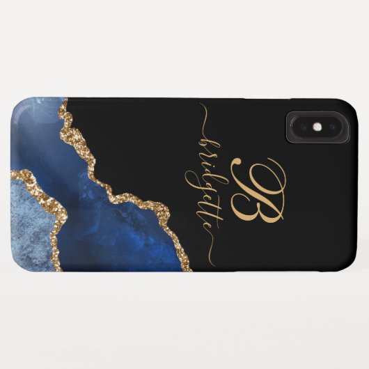 Modern Blue Gold Agate Geode Tote Bag Case-Mate iPhone Hülle (Rückseite (Horizontal))