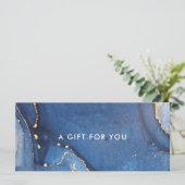 Modern Blue Gold Agate Geschenkgutschein (Stehend Vorderseite)