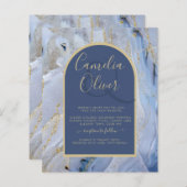 Modern Blue Gold Agate Marmorarsch Hochzeit (Vorne/Hinten)