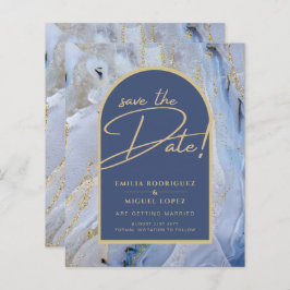 Modern Blue Gold Agate Marmorarsch Hochzeit