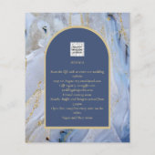 Modern Blue Gold Agate Marmorarsch Hochzeit (Rückseite)