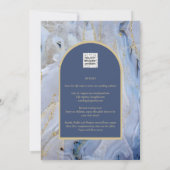 Modern Blue Gold Agate Marmorarsch Hochzeit Einladung (Rückseite)