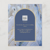 Modern Blue Gold Agate Marmorarsch Hochzeit Flyer (Hinten)