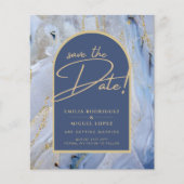 Modern Blue Gold Agate Marmorarsch Hochzeit Flyer (Vorne)