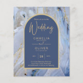 Modern Blue Gold Agate Marmorarsch Hochzeit Flyer (Vorne)