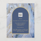Modern Blue Gold Agate Marmorarsch Hochzeit Flyer (Hinten)