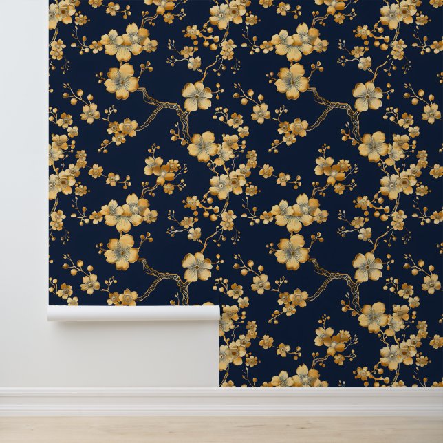 Modern Blue Gold Art Deco #4 Tapete (Anwendung)