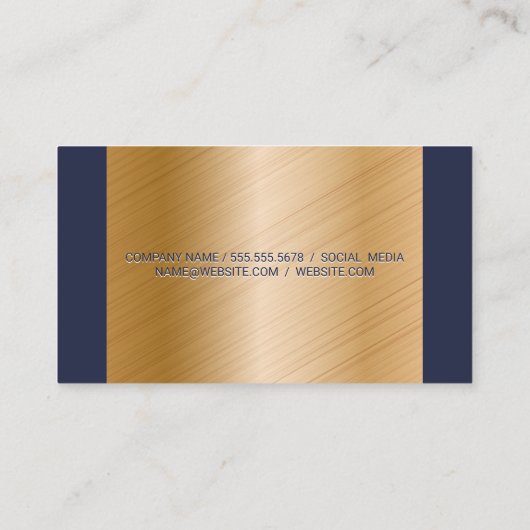 Modern Blue Gold Brushed Visitenkarte (Rückseite)