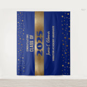 Modern Blue Gold Class 2025 Abschluss Hintergrund Wandteppich (Vorderseite)