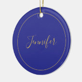 Modern Blue & Gold Color Calligraphy Plain Unique Keramik Ornament (Links)