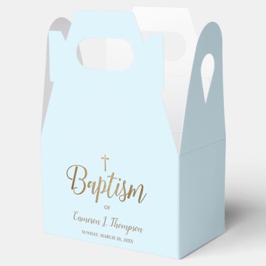 Modern Blue gold cross Taufe Baby Boy Vielen Dank Geschenkschachtel (Geöffnet)