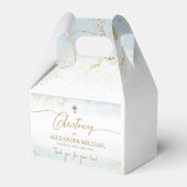 Modern Blue Gold Cross Vielen Dank Boy Christening Geschenkschachtel (Rückseite)