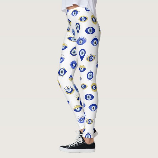 Modern Blue Gold Evil Eyes Leggings (Links)