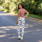 Modern Blue Gold Evil Eyes Leggings