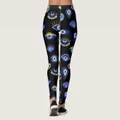 Modern Blue Gold Evil Eyes Leggings (Rückseite)