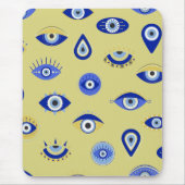 Modern Blue Gold Evil Eyes Mousepad (Vorne)