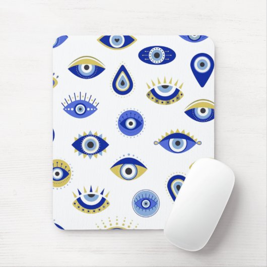 Modern Blue Gold Evil Eyes Mousepad (Mit Mouse)