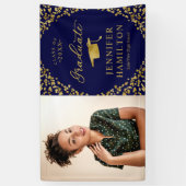 Modern Blue Gold Foto Abschluss Banner (Vertikal)