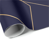 Modern Blue Gold Geometric Strokes Design Geschenkpapier (Rolleneckpunkt)