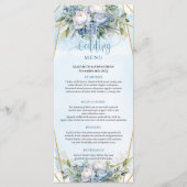 Modern Blue Gold Glitter Frame Greenery Wedding Menükarte (Vorderseite)
