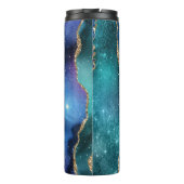 Modern Blue Gold Glitzer Agate Thermosbecher (Rückseite)