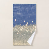 Modern Blue Gold Glitzer Bokeh Badhandtuch Set (Handtuch)