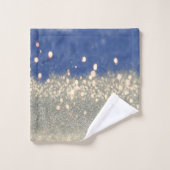 Modern Blue Gold Glitzer Bokeh Badhandtuch Set (Waschlappen)
