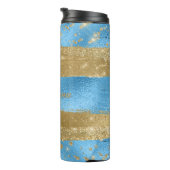 Modern Blue Gold Glitzer Script Name Thermosbecher (Nach rechts gedreht)