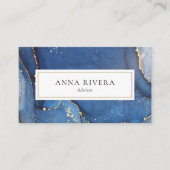 Modern Blue Gold Glitzern Agate Beruflich Visitenkarte (Vorderseite)