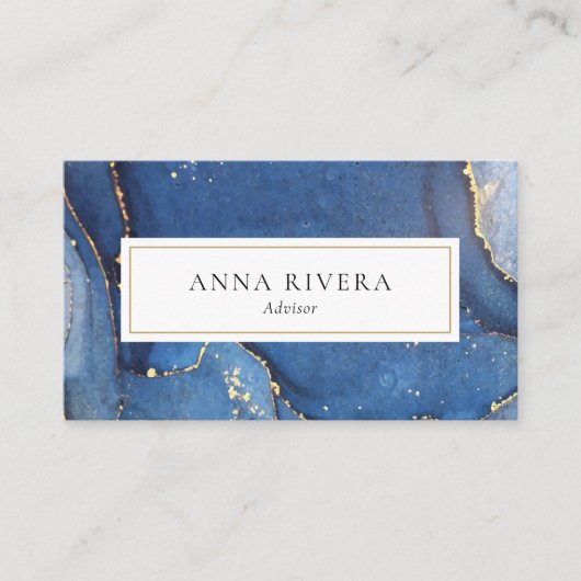 Modern Blue Gold Glitzern Agate Beruflich Visitenkarte (Vorderseite)