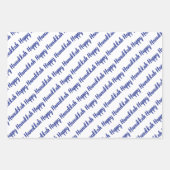 Modern Blue & Gold Happy Hanukah Stars Geschenkpapier Set (Vorderseite)