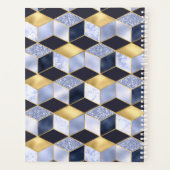 Modern Blue Gold Marble Glitzer Geometric Monogram Planer (Rückseite)