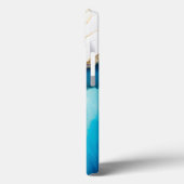 Modern Blue Gold Marmor Monogram Personalisiert Case-Mate iPhone Hülle (Rückseite / Links)