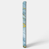 Modern Blue Gold Marmor texturiert Monogram Samsung Galaxy Hülle (Rückseite (Horizontal))