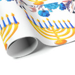 Modern Blue & Gold Menorah Happy Hanukkah Geschenkpapier<br><div class="desc">Das moderne Blue & Gold Menorah Happy Hanukkah Wrapping Paper enthält weiße Rose und Hanukkah Kerzen. Ein einzigartiges Geschenkpapier für Hanukkah.</div>