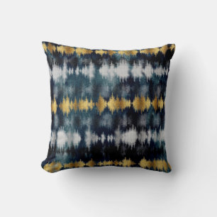 Modern Blue & Gold Paint Krawatte-Dye Abstract Des Kissen
