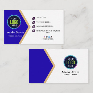 Modern Blue Gold Professional Business Card Visitenkarte
