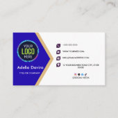 Modern Blue Gold Professional Business Card Visitenkarte (Vorderseite)