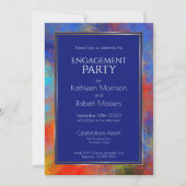 Modern Blue Gold Red Watercolor Engagement Party Einladung (Vorderseite)